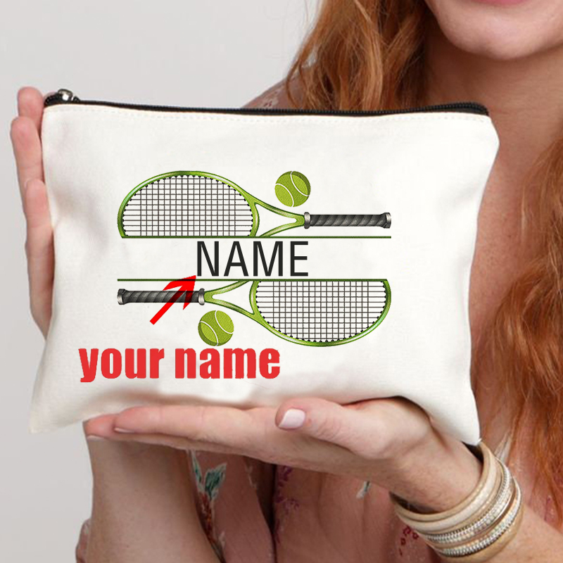 Badminton Anime - Gepersonaliseerde Tennis Aangepaste Naam Make-up Tas