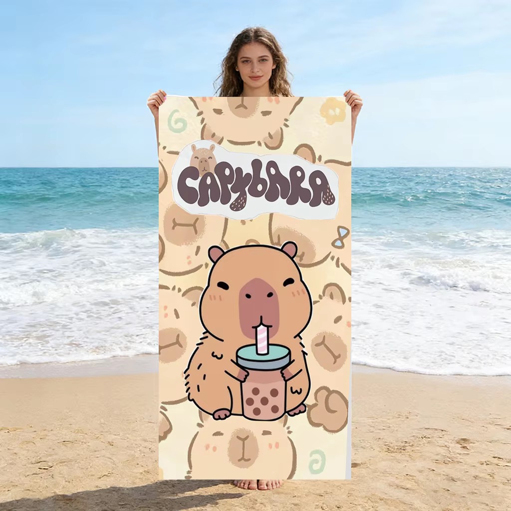 Towel Small Sport - Capybara Cartoon Strandlaken Sneldrogend Klein tot